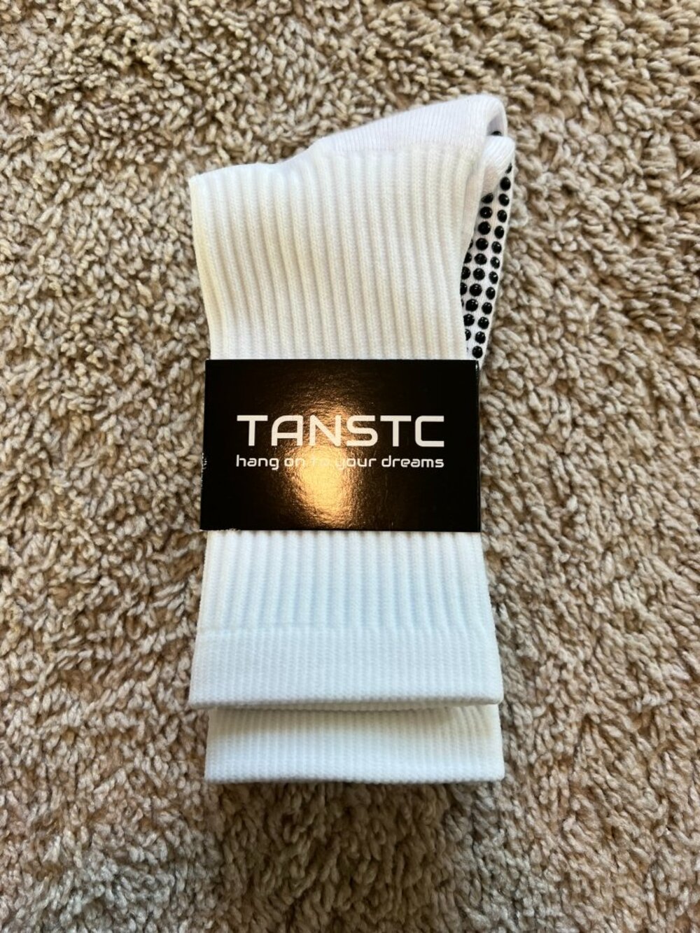 Tanstc Socks White Anti-Slip Classic Athletic Sportswear Yoga Pilates Grip